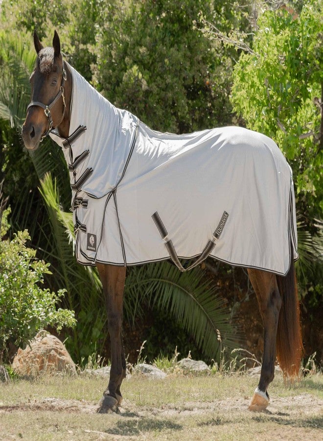 Equinavia Aktiv Athletic Detachable Neck Fly Sheet | Ultralight Poly Fabric | Extended Protection - Silver Gray - 69 in - Image 1